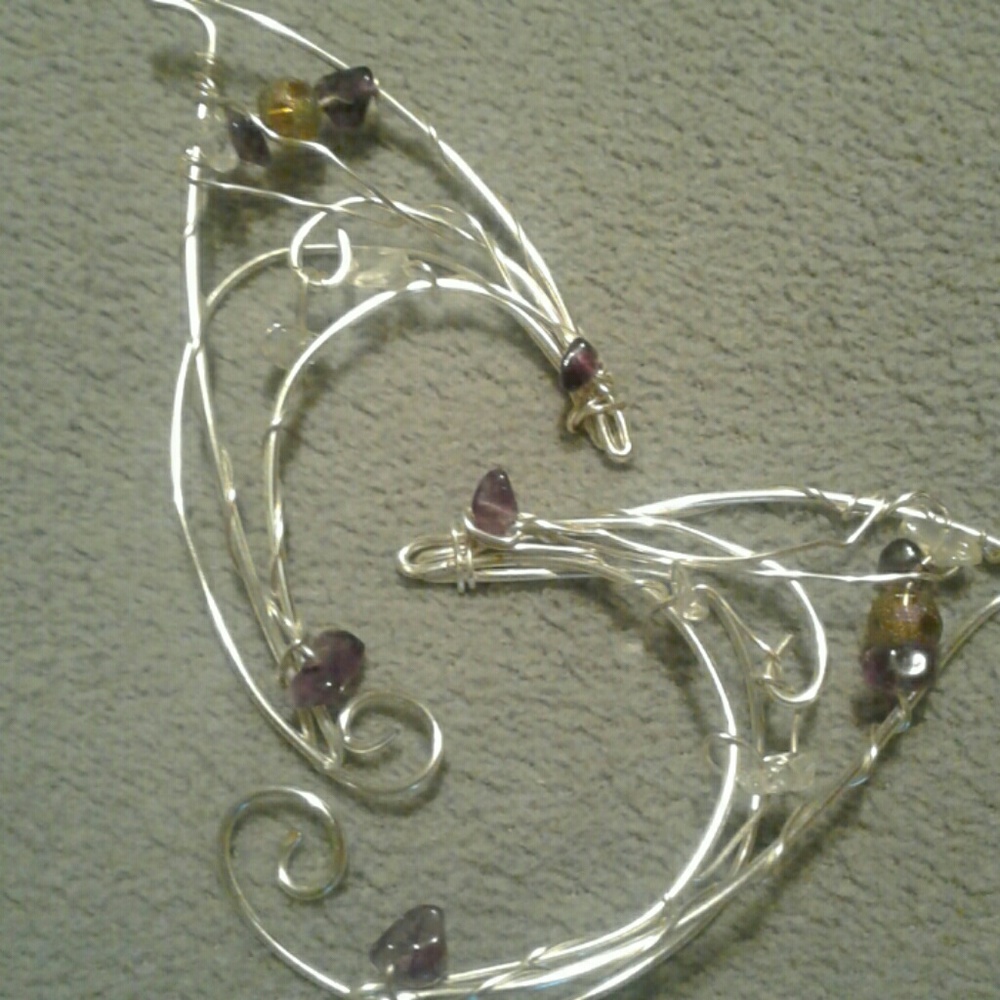 Handmade Silver Fairy Amethyst Ears